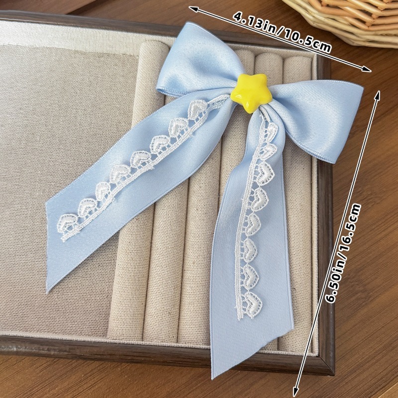 Cute Blue Lace Satin Bow Hair  - Tassel Fringe Trim recension och pris
