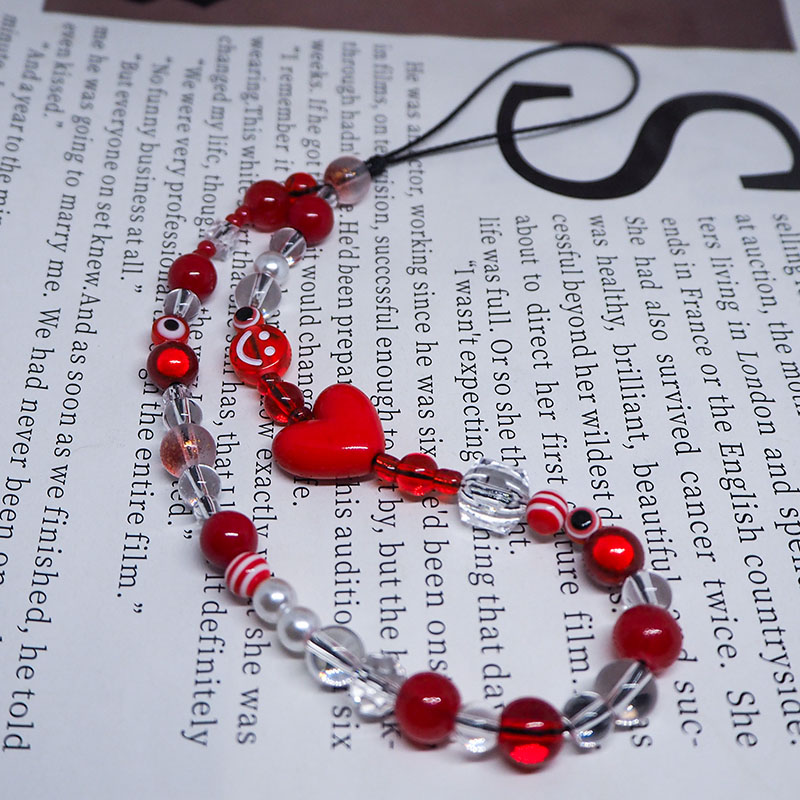 Red Clear Mobile Y2k Phone Cha - Pearl Trim Chain recension och pris